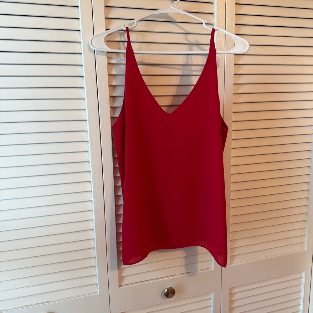 Shinestar V-Neck Red Camisole Top
